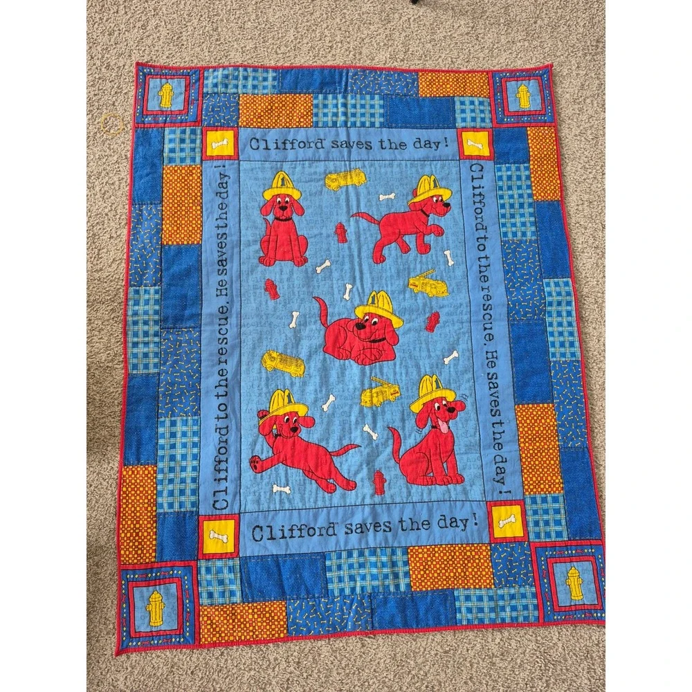 Clifford the Big Red Dog Saves the Day Quilted Baby Blanket‎ Fireman Theme